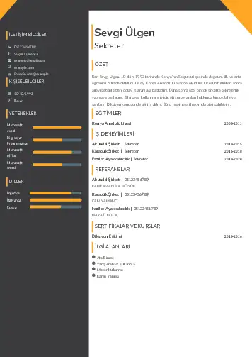 Sekreter CV Örnekleri cv indir
